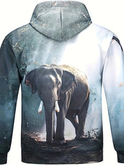 Wolf 3D Print Hoodie Men's Graphic Kangaroo Pocket Pullover