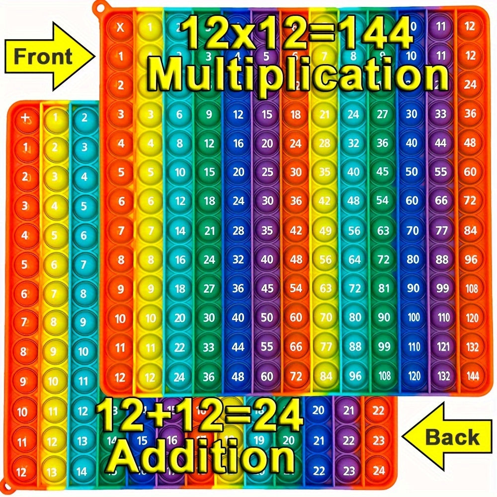 Large Macaron Pop Bubble Fidget Toy 12x12 Multiplication, 12x12 Addition