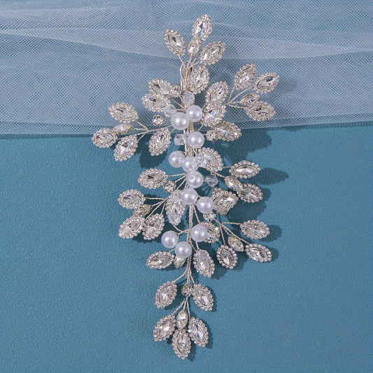Faux Pearl Rhinestone Leaf Head Piece Hair Accessories