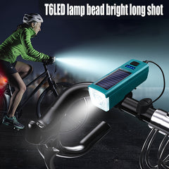 Solar Bike Lights Horn USB Charging Headlights