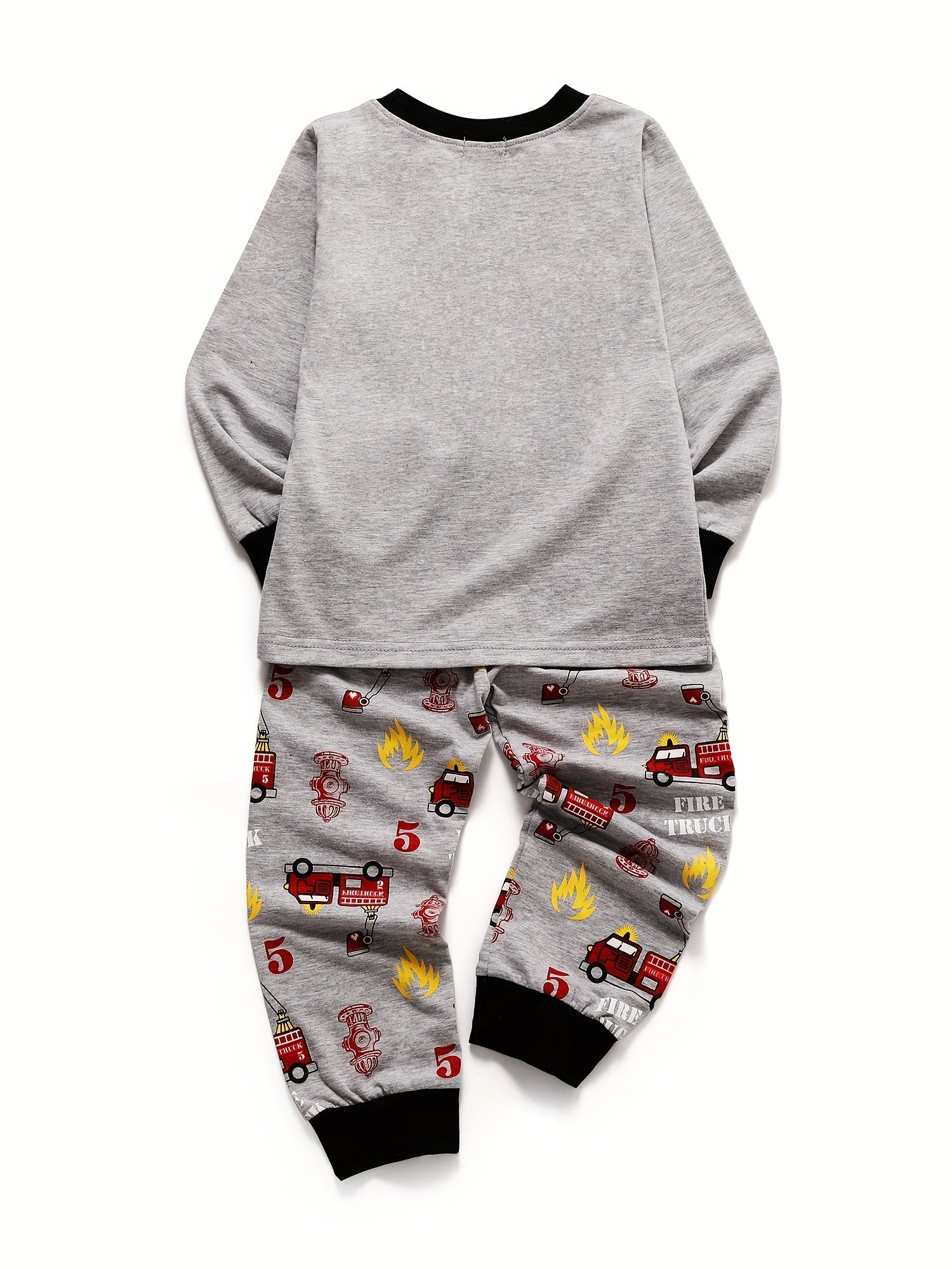 Boys Fire Truck Pajama Set Long Sleeve Top & Pants
