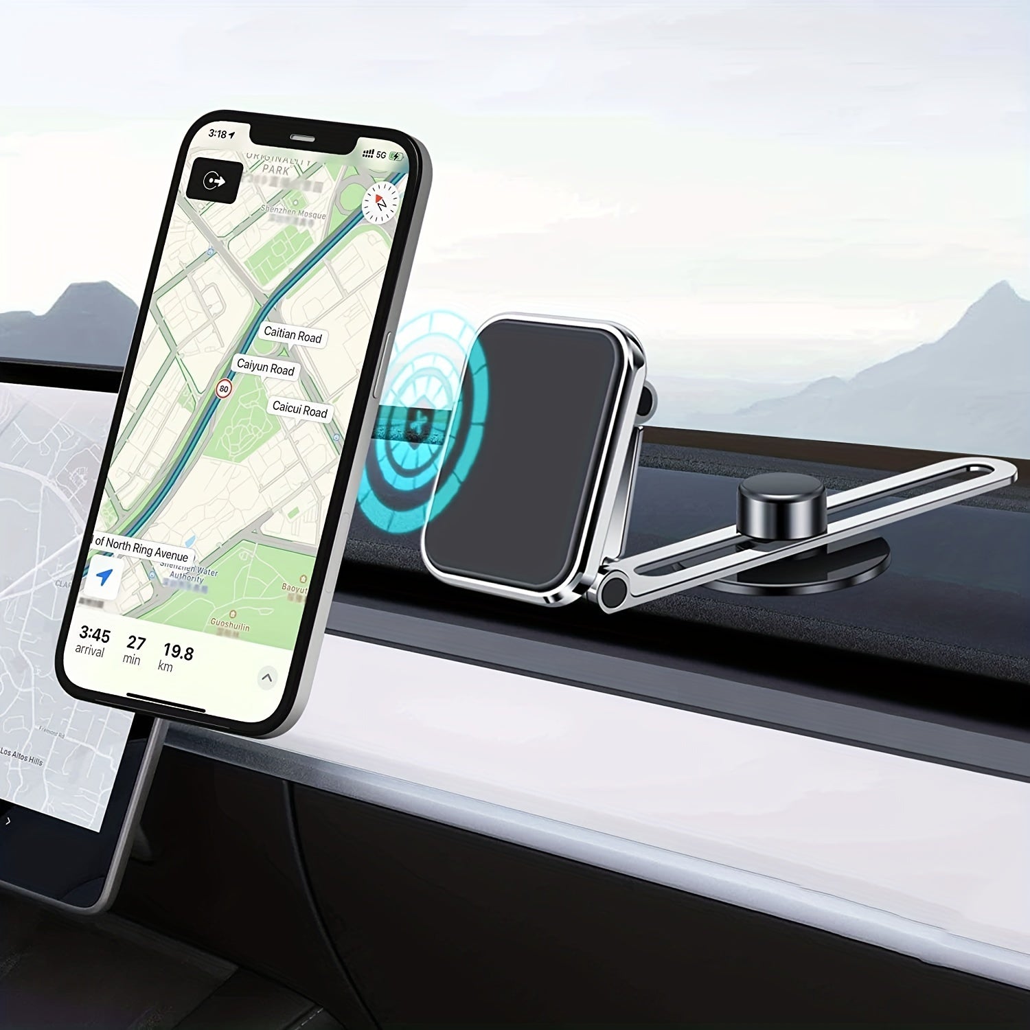 360 Rotatable Aluminum Car Phone Holder