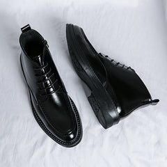 Men's Solid Zipper Derby Boots Formal Dress Shoes