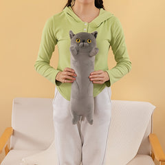 Long Strip Cat Doll Plush Throw Pillow Cushion Cat Toy for Bed or Sofa