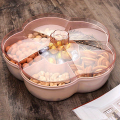 Flower-Shaped Snack Tray with Lid Divided Container