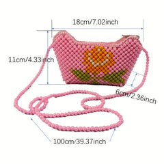 Kids' Flower Beaded Crossbody Bag and Coin Purse Set