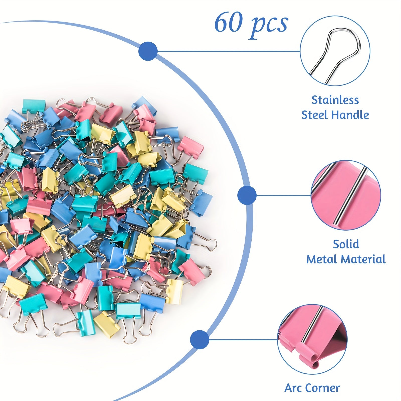 OWLKELA 60Pcs Mini Clips Binder Clips Small Paper Clips