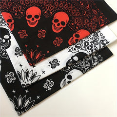 Hip Hop Skull Print Bandana Vintage Square Scarf Head Wraps Causal Neckerchief
