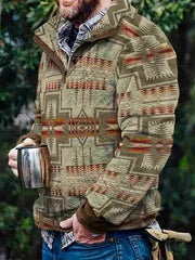 Men's Ethnic Style Fleece Sweatshirt Coat