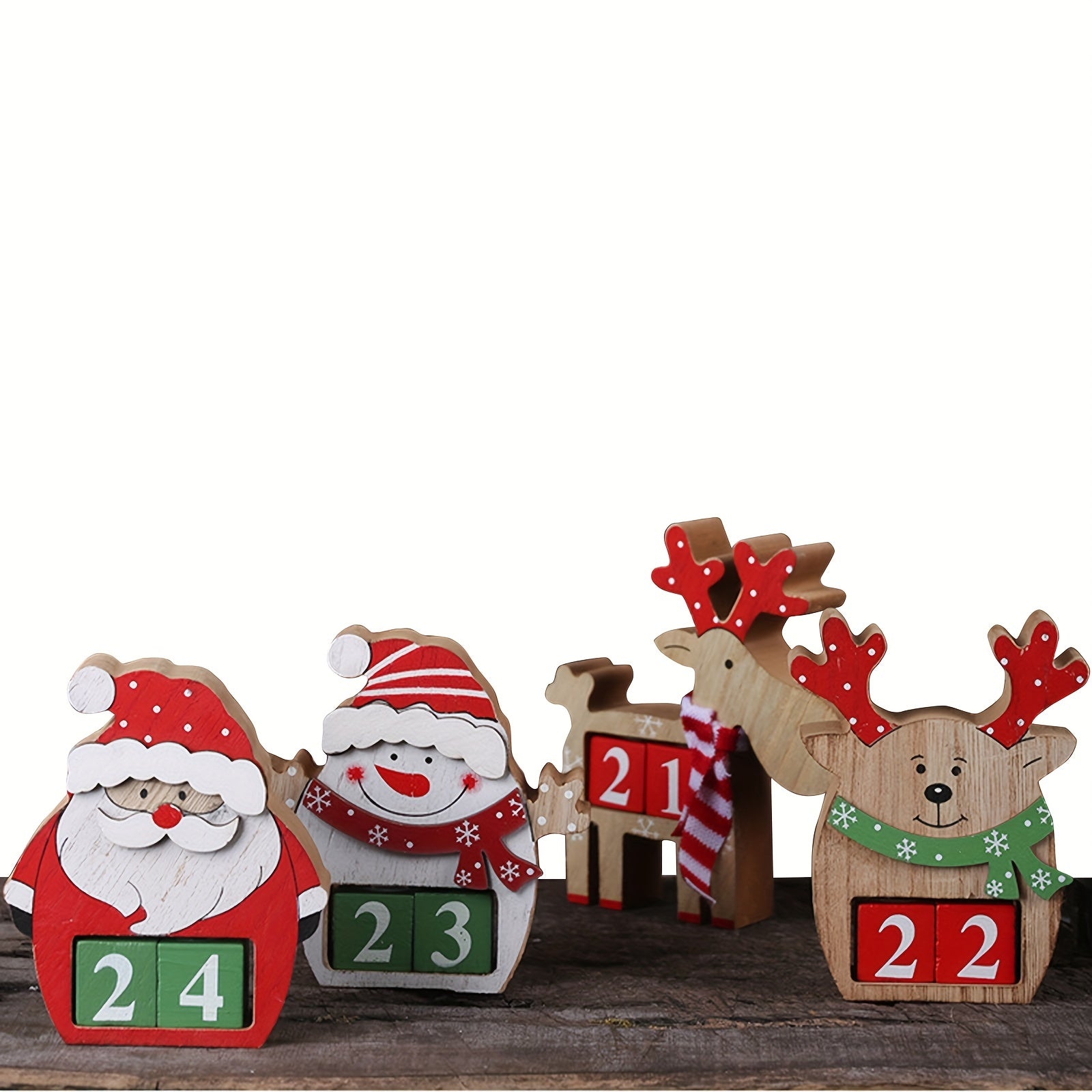 Christmas Countdown Calendar Ornament Wooden Date Display Decorations
