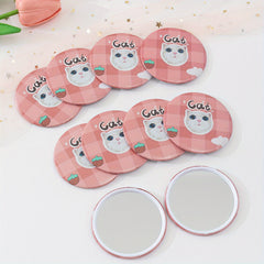 10pcs Cat Pattern Round Mirror Adorable Cosmetic Touch up Mirror For Gift