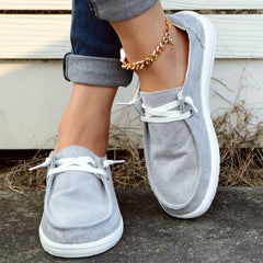Women's Gray Boat Shoes Slip-On Walking Sneakers