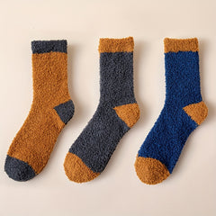 Colorblock Fuzzy Socks Warm Mid Tube Stockings