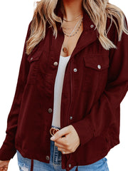 Solid Button Front Long Sleeve Jacket