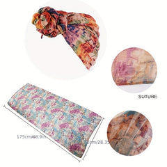Bohemian Voile Turban Cap Braided Twist Elastic Head Wrap Tie Dye
