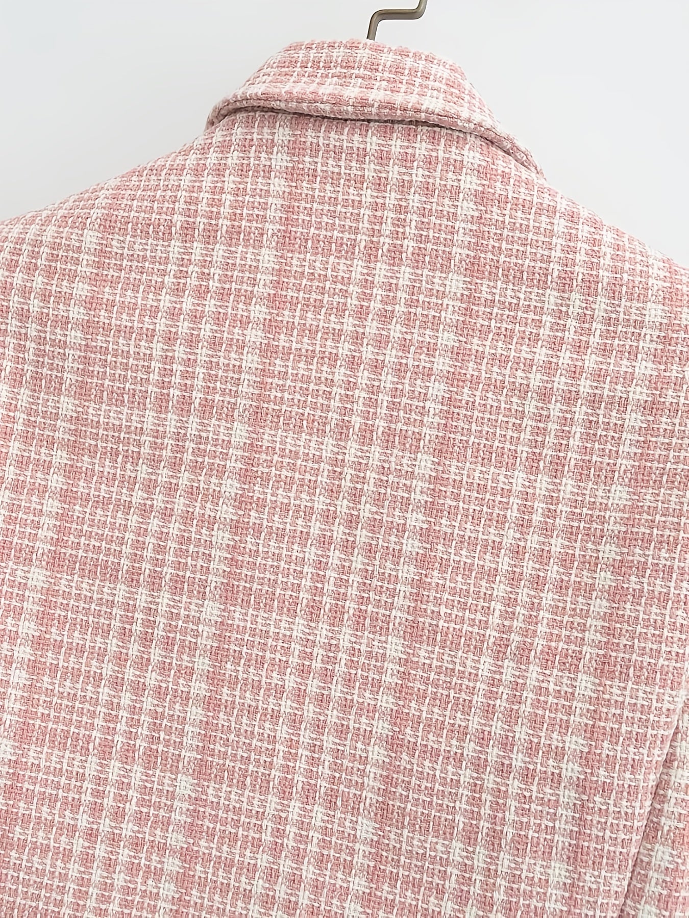 Gingham Crop Blazer V neck Long Sleeve