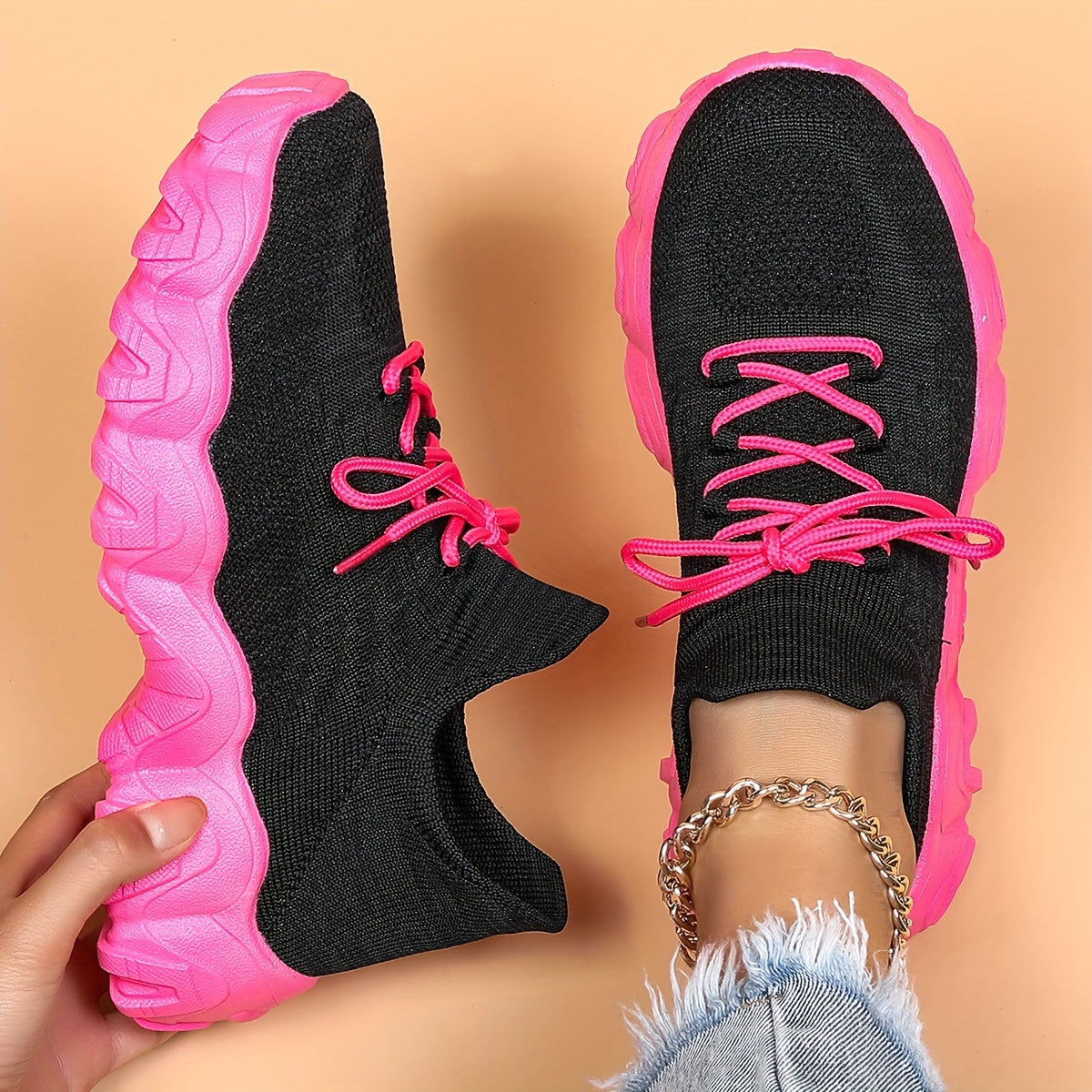 Thick Sole Shock Absorption Running Shoes Breathable Mesh Non Slip Sneakers