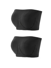 2 Pack Plus Size Tube Bra Set Women's Plain Ruched Wireless Prom Dress Two Piece