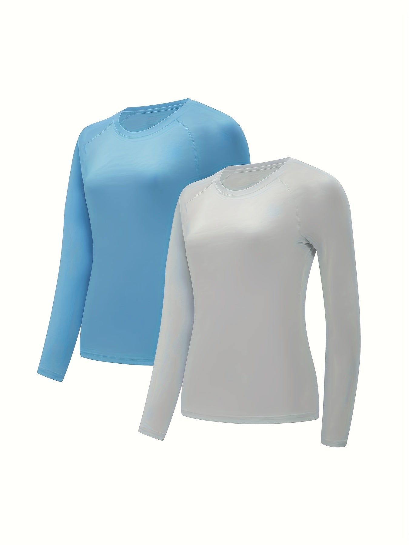 2pcs Solid Lounge Tops Long Sleeve Crew Neck Top Women's Loungewear