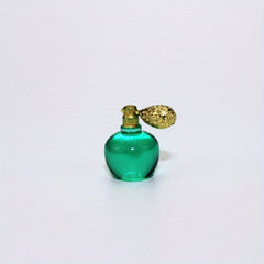 Miniature Red & Green Perfume Bottles with Golden Caps for Dollhouse Decor