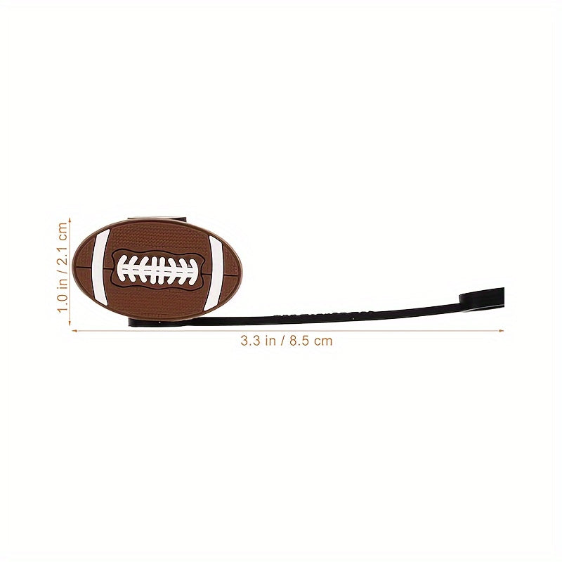 5pcs 8mm Straw Cap PVC Tip Cover Rugby Football Design Reusable