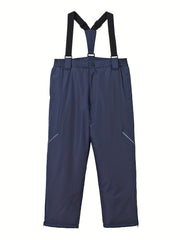 Boys Winter Windproof Warm Pants Waterproof Thick Suspenders