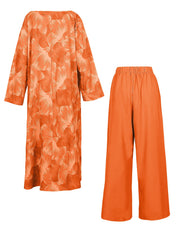 Floral Print Tunic Top & Wide Leg Pants Set