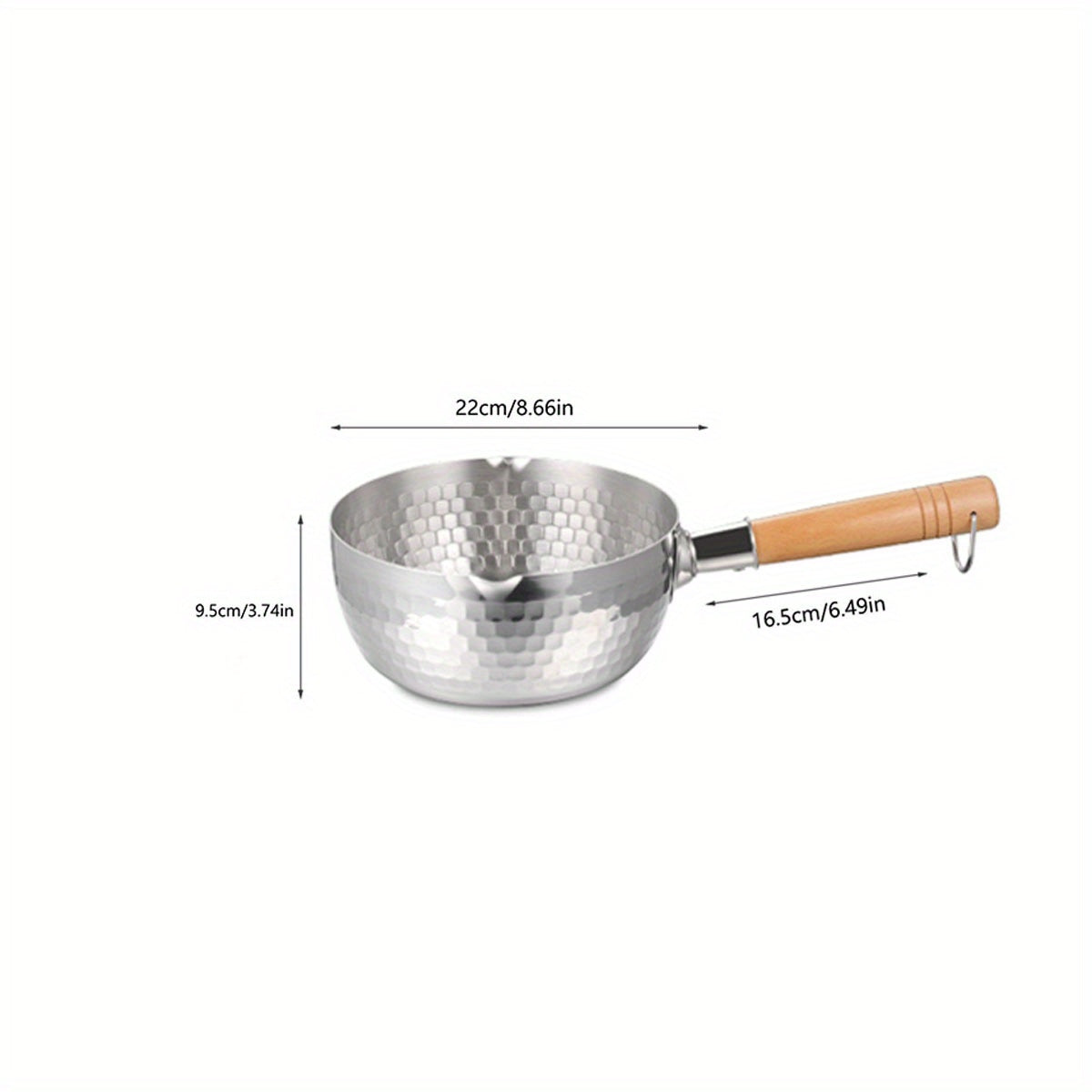 Stainless Steel Milk Pot Pan Wooden Handle for Cooking and Serving