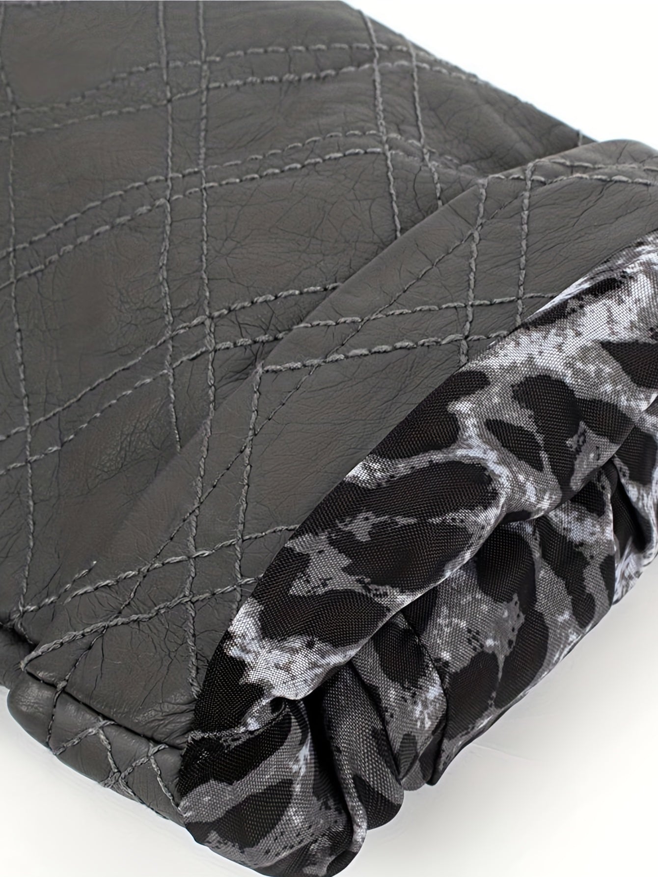 Faux Leather Quilted Jacket Zipper Motor Vintage Long Sleeve