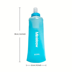800ml Collapsible Water Bottle w/ Filter BPA Silicone Camping Hiking
