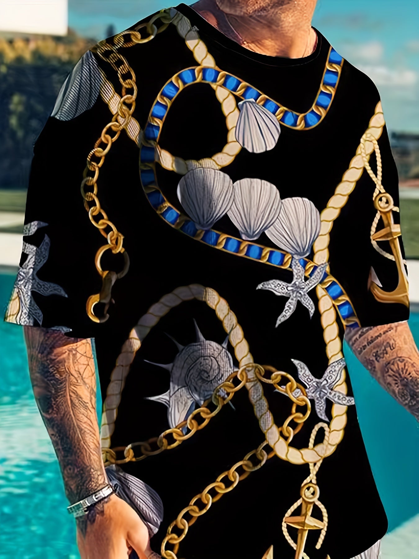 Men's Shell & Starfish Graphic T-shirt & Shorts Set