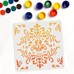 1pc AHANDMAKER PET Hollow Out Drawing Painting Stencils Floral Pattern - Orange