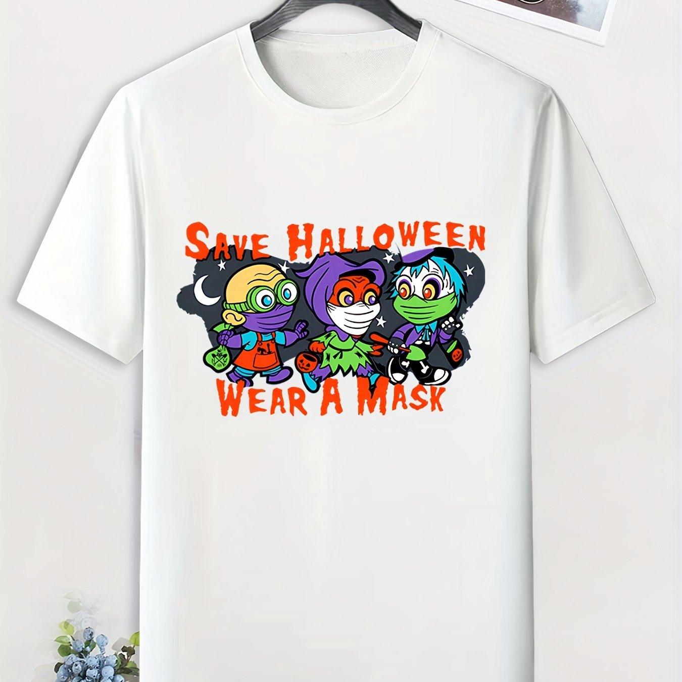 Men's Halloween Print T shirt Active Stretch Tee Outdoor
