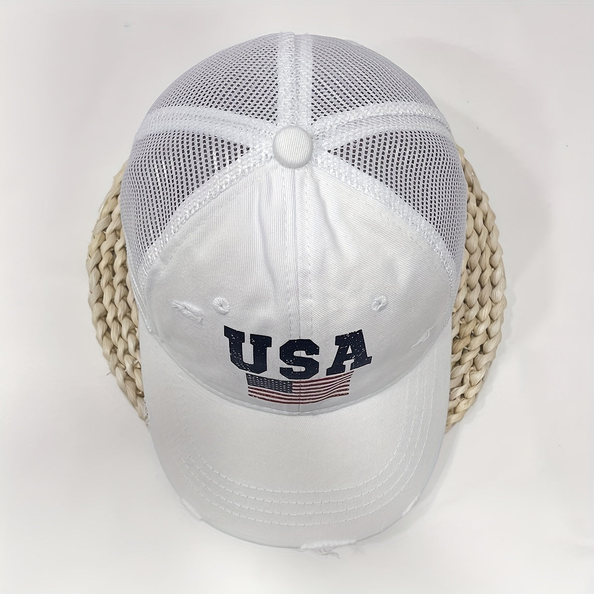 Washed Distressed Denim Trucker Hat Mesh Baseball Cap