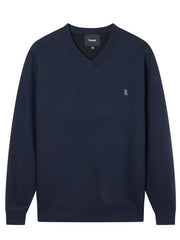 Bird Print Men's V Neck Pullover Knitted Top