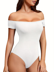 Off Shoulder Bodysuit Short Sleeve Slim Jumpsuit