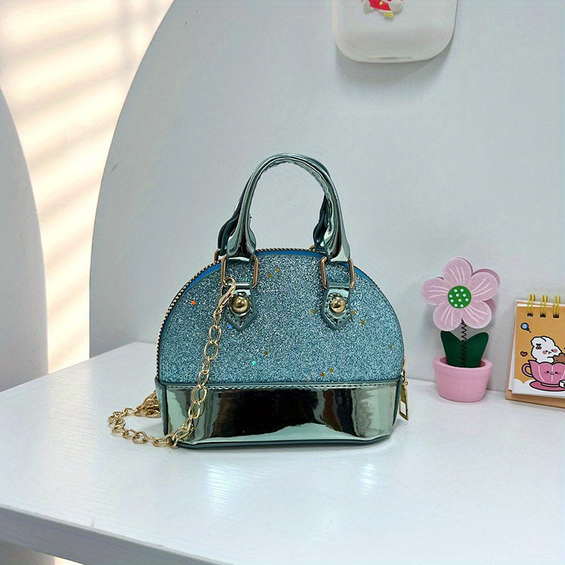Sequin Shell Handbag Chain Crossbody Bag For Girls