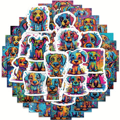 50pcs Colorful Doodle Puppy Cartoon Stickers for Laptop Bike Car Motorcycle