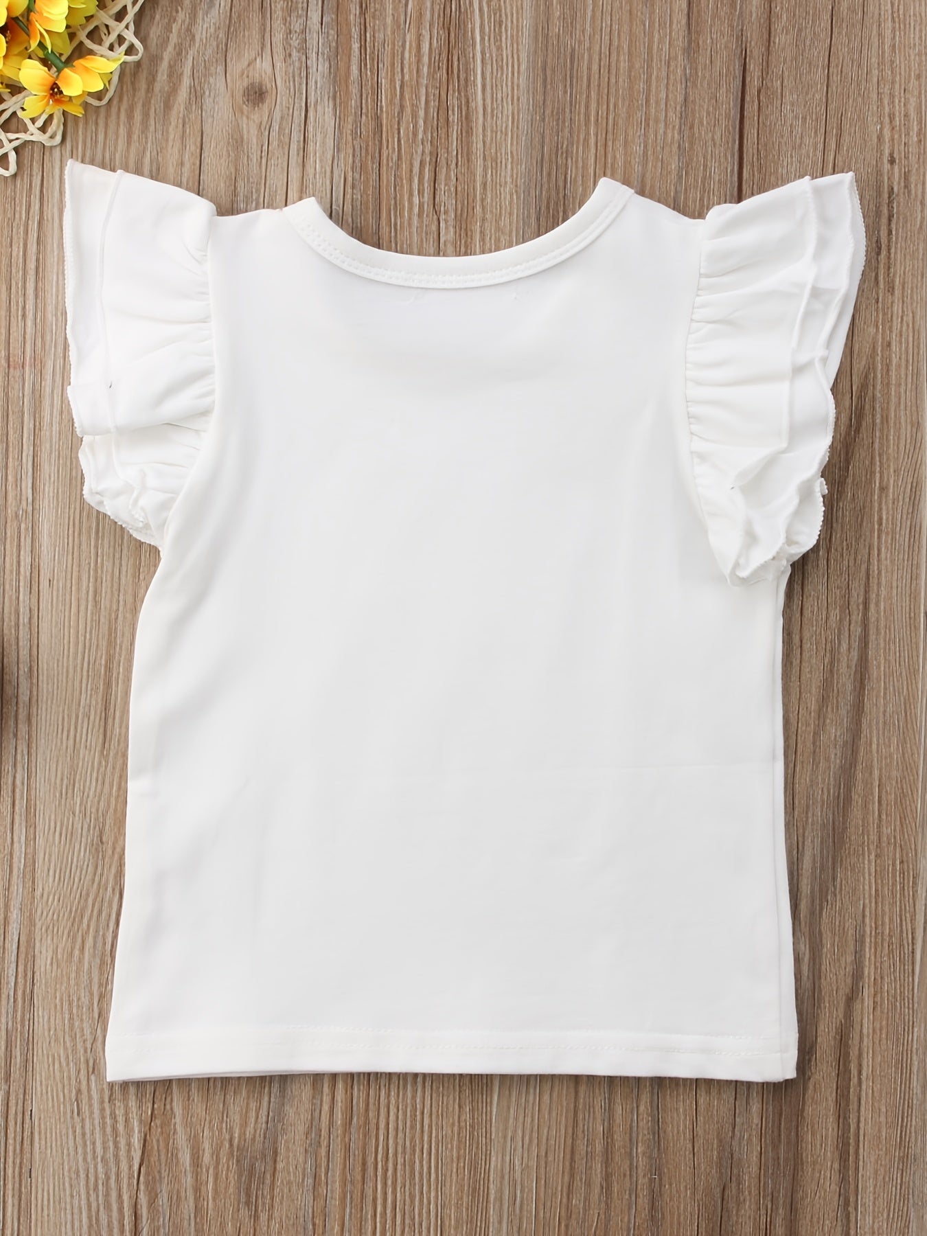 Baby Girls Ruffled Sleeveless T-shirt Crew Neck Basic Tee for Summer