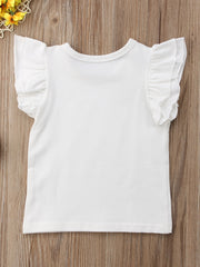 Baby Girls Ruffled Sleeveless T-shirt Crew Neck Basic Tee for Summer