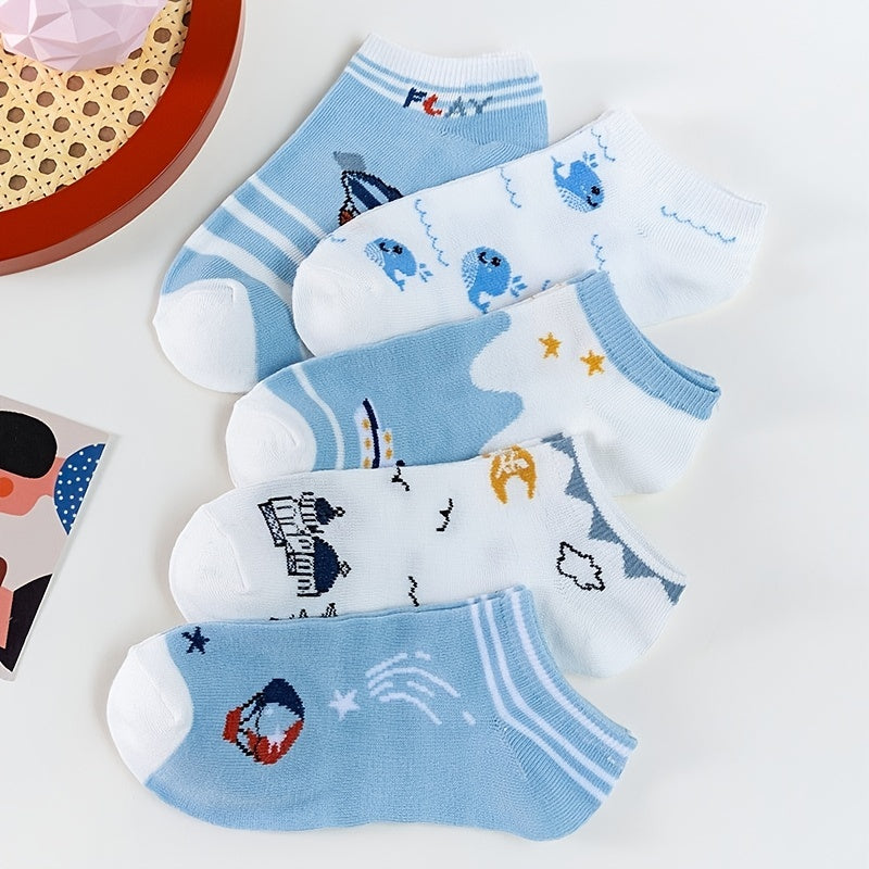 5 Pairs Women's Funny Pattern Crew Socks