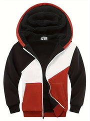 Boys Block Zip Up Hooded Jacket
