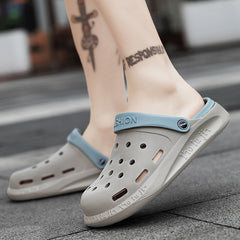 Men's Grey Non Slip Clog Sandals for Outdoor Beach Pool Garden