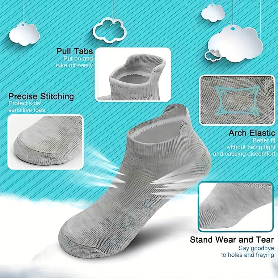 25 Pairs Boys Solid Grip Short Crew Socks for Toddlers