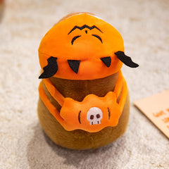 Capybara Plush Toy w/ Pumpkin Bat Headband Soft Anime Stuffed Animal Halloween C