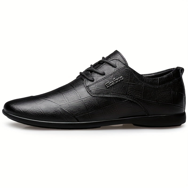 Men's Plaid Leather Derby Shoes British Style Wedding Business