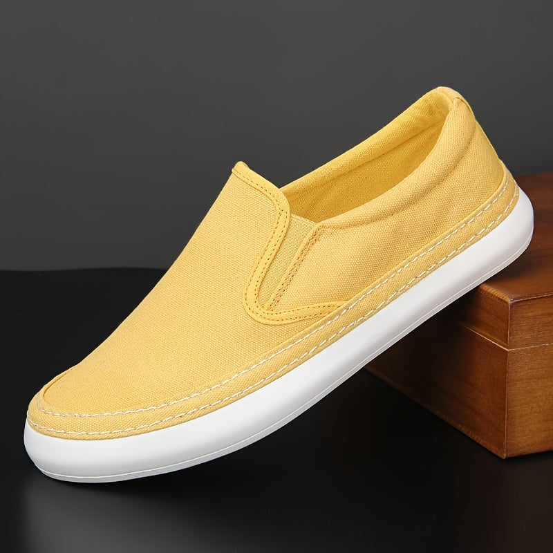 Men's Canvas Breathable Skate Shoes Casual Loafers Yellow