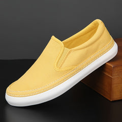 Men's Canvas Breathable Skate Shoes Casual Loafers Yellow