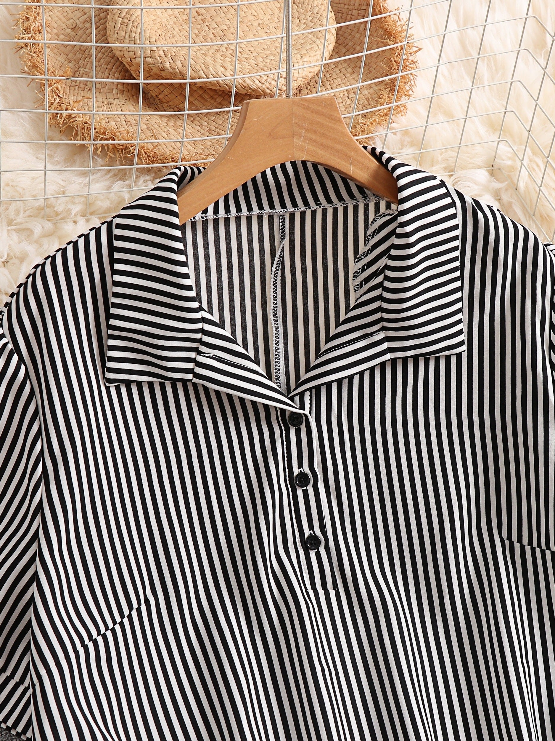 Casual Dress Women's Plus Stripe Print Knot Short Sleeve Polo Neck