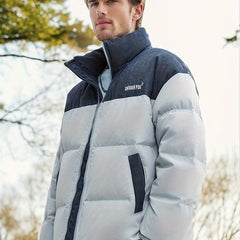 Men's Zip Corduroy Patchwork Thick Stand Colar Coat Warm Jacket